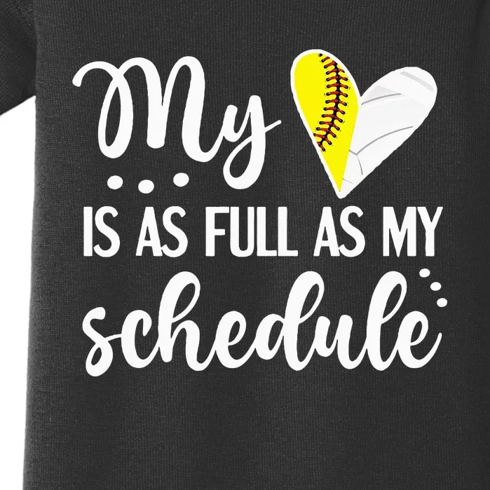 Full Schedule & Heart Proud Volleyball Softball Player Mom Baby Bodysuit