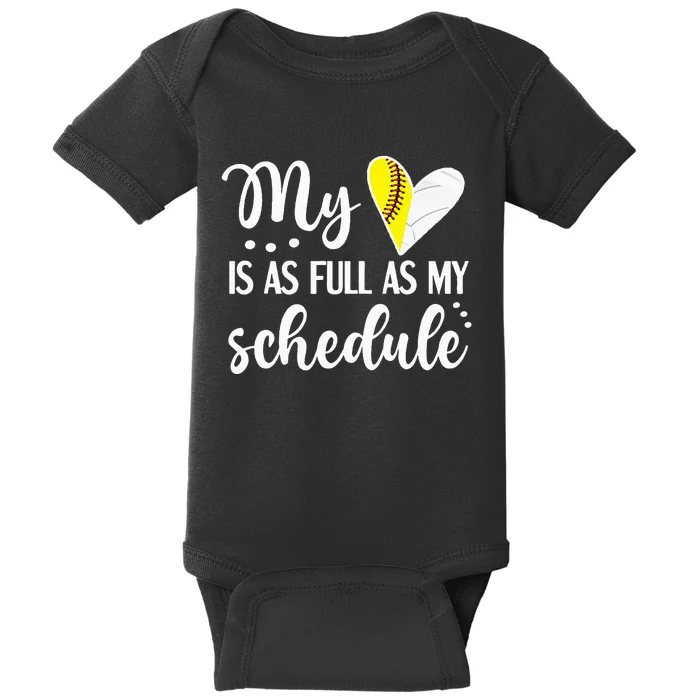 Full Schedule & Heart Proud Volleyball Softball Player Mom Baby Bodysuit