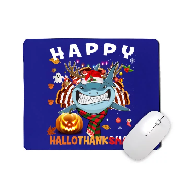 Funny Shark Halloween Christmas Shark Happy Hallothanksmas Gift Mousepad