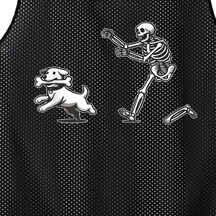 Funny Skeleton Halloween Dog Skeleton Chasing Dog Gift Mesh Reversible Basketball Jersey Tank