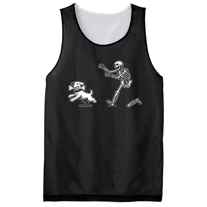 Funny Skeleton Halloween Dog Skeleton Chasing Dog Gift Mesh Reversible Basketball Jersey Tank