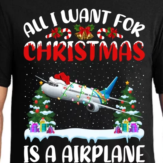 Funny Santa Hat All I Want For Christmas Is A Airplane Gift Pajama Set