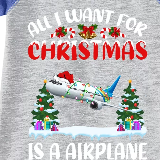 Funny Santa Hat All I Want For Christmas Is A Airplane Gift Infant Baby Jersey Bodysuit