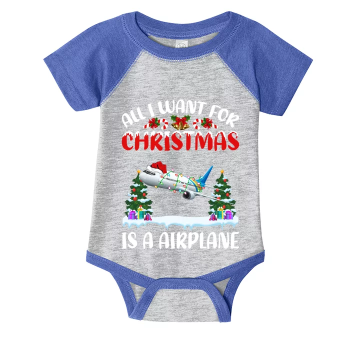 Funny Santa Hat All I Want For Christmas Is A Airplane Gift Infant Baby Jersey Bodysuit