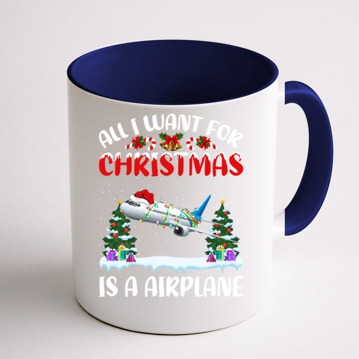 Funny Santa Hat All I Want For Christmas Is A Airplane Gift Front & Back Coffee Mug