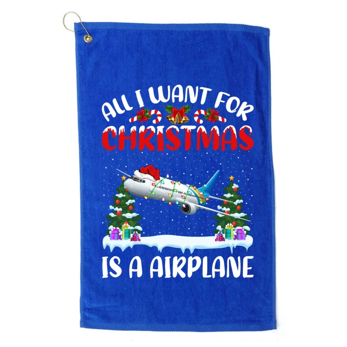 Funny Santa Hat All I Want For Christmas Is A Airplane Gift Platinum Collection Golf Towel