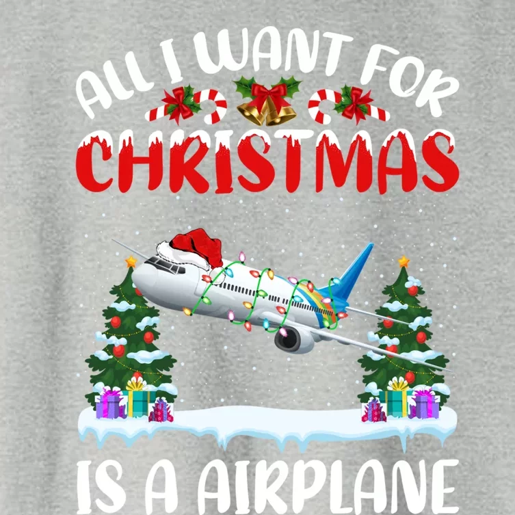 Funny Santa Hat All I Want For Christmas Is A Airplane Gift Women's Crop Top Tee