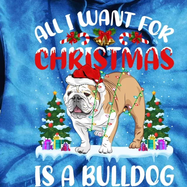 Funny Santa Hat All I Want For Christmas Is A Bulldog Great Gift Tie Dye Hoodie