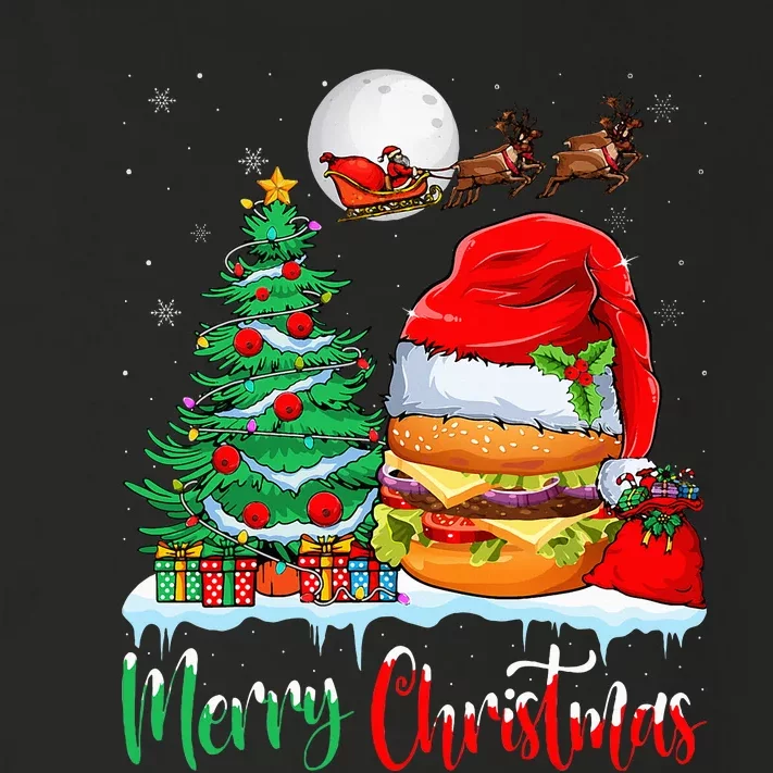 Festive Santa Hat Hamburger Christmas Holiday Gift Toddler Long Sleeve Shirt