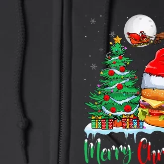 Festive Santa Hat Hamburger Christmas Holiday Gift Full Zip Hoodie