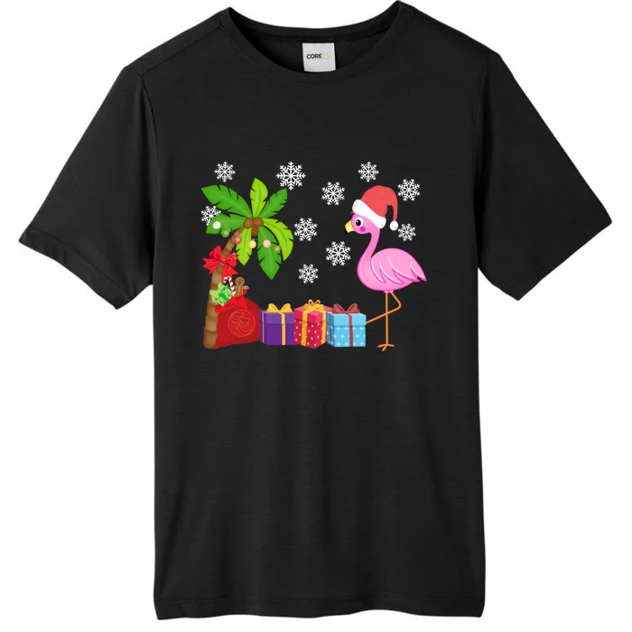 Flamingo Santa Hat Christmas In July Hawaiian Lover Holiday ChromaSoft Performance T-Shirt