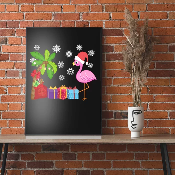 Flamingo Santa Hat Christmas In July Hawaiian Lover Holiday Poster