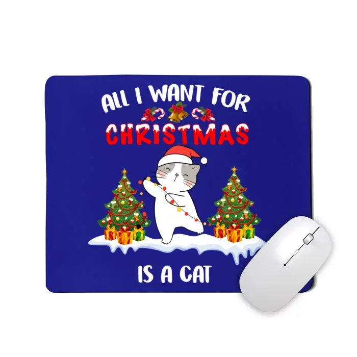 Funny Santa Hat All I Want For Christmas Is A Cat Gift Mousepad