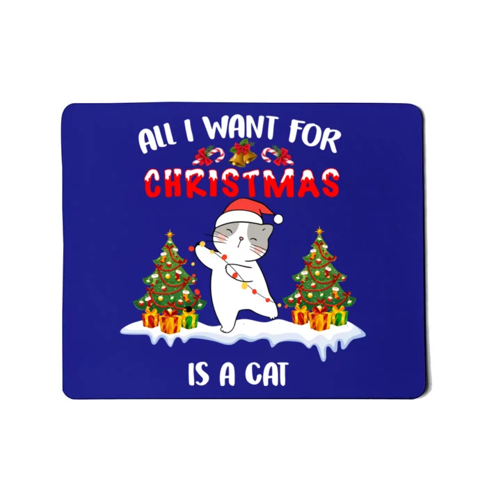 Funny Santa Hat All I Want For Christmas Is A Cat Gift Mousepad