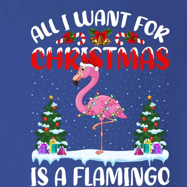 Funny Santa Hat All I Want For Christmas Is A Flamingo Great Gift Toddler Long Sleeve Shirt