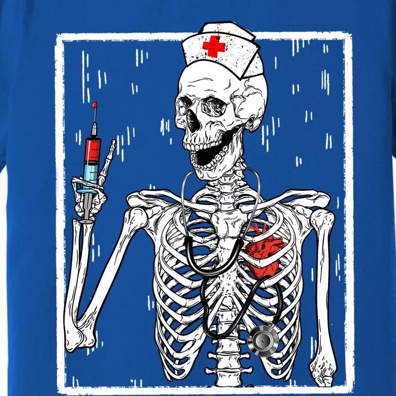 Funny Skeleton Halloween Nurse Nursing Night Shift Gift Premium T-Shirt