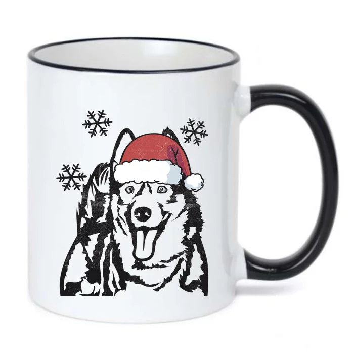 Funny Siberian Husky Christmas Santa Hat Xmas Mom Dad Cool Gift Black Color Changing Mug