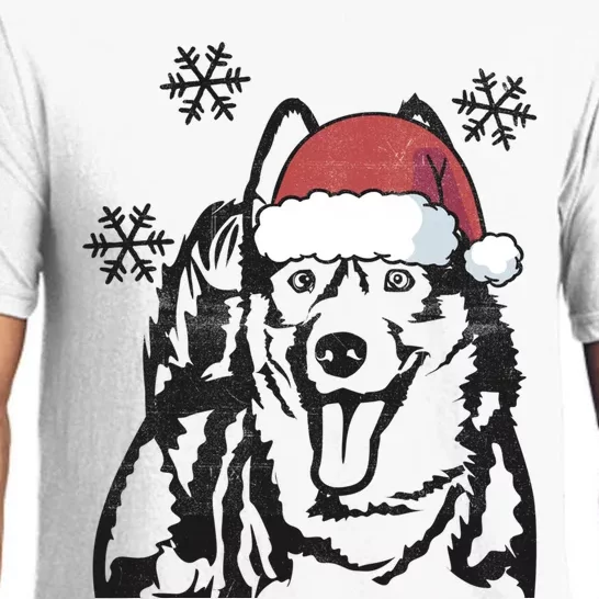 Funny Siberian Husky Christmas Santa Hat Xmas Mom Dad Cool Gift Pajama Set