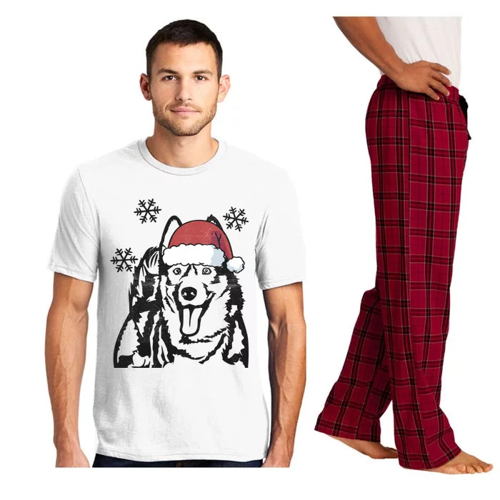 Funny Siberian Husky Christmas Santa Hat Xmas Mom Dad Cool Gift Pajama Set