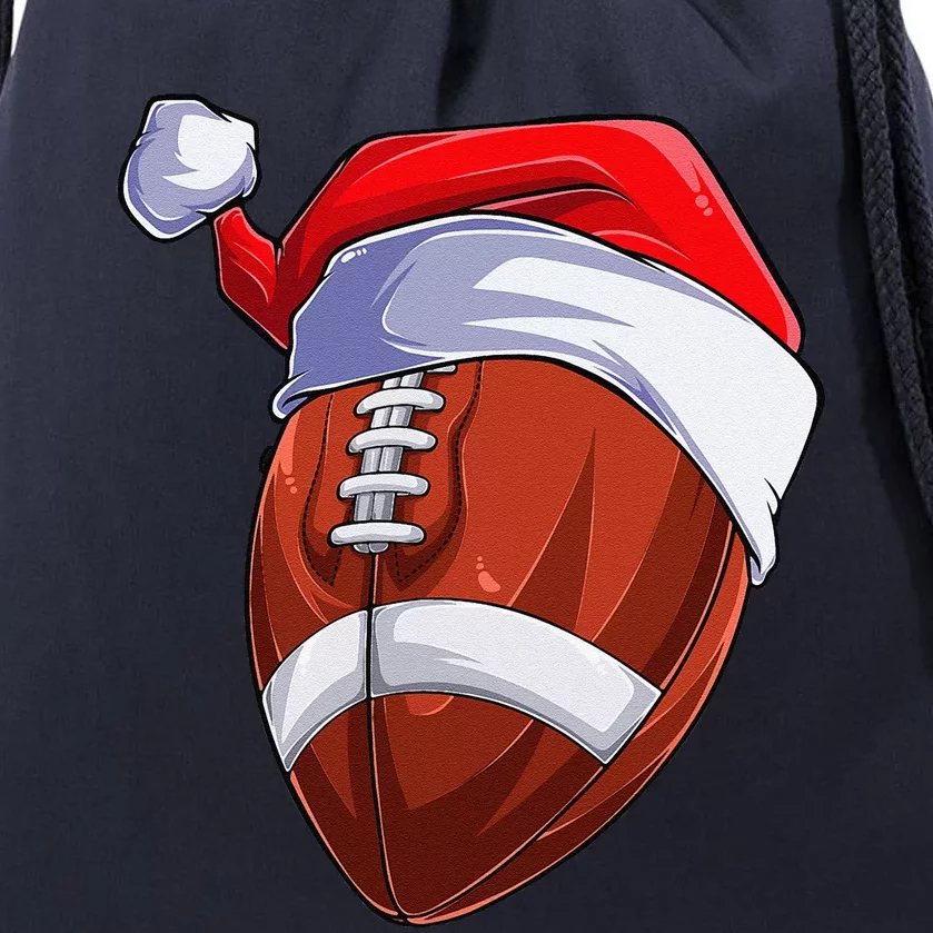 Football Santa Hat Christmas Pajama Cool Sport XMas Drawstring Bag