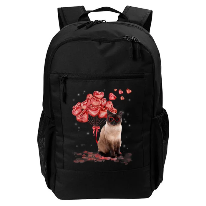 Funny Siamese Heart Valentines Day Cat Dad Mom Gift Daily Commute Backpack