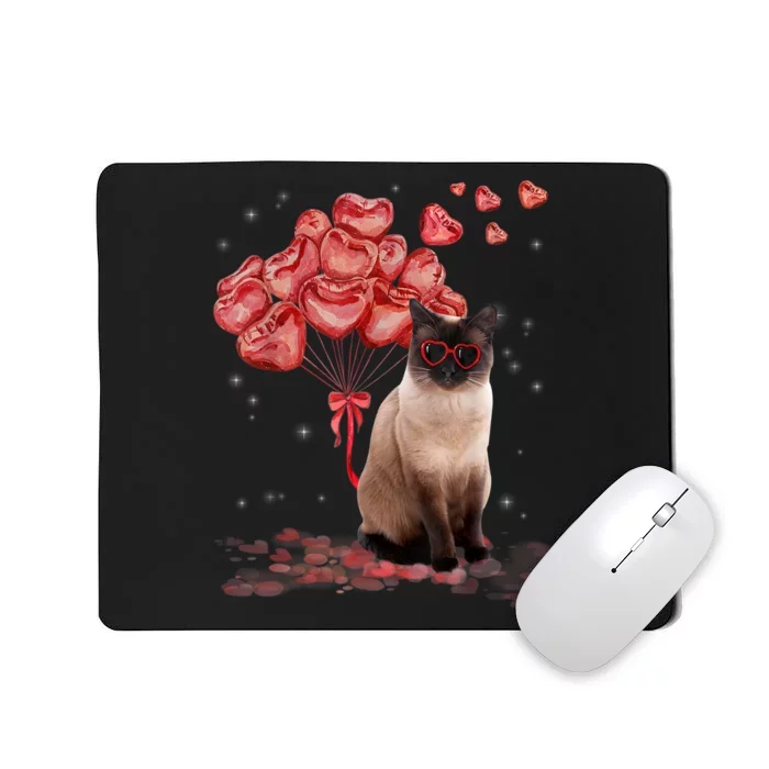 Funny Siamese Heart Valentines Day Cat Dad Mom Gift Mousepad