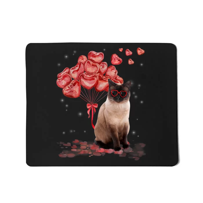 Funny Siamese Heart Valentines Day Cat Dad Mom Gift Mousepad