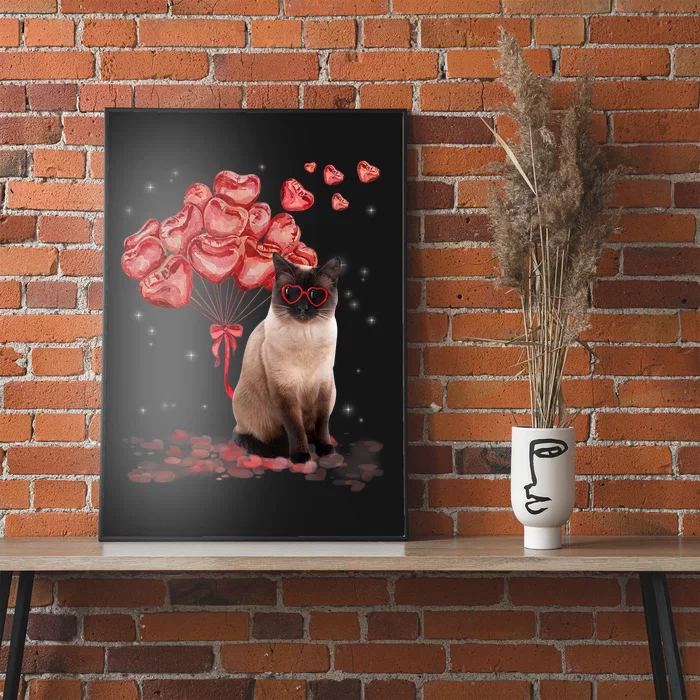 Funny Siamese Heart Valentines Day Cat Dad Mom Gift Poster