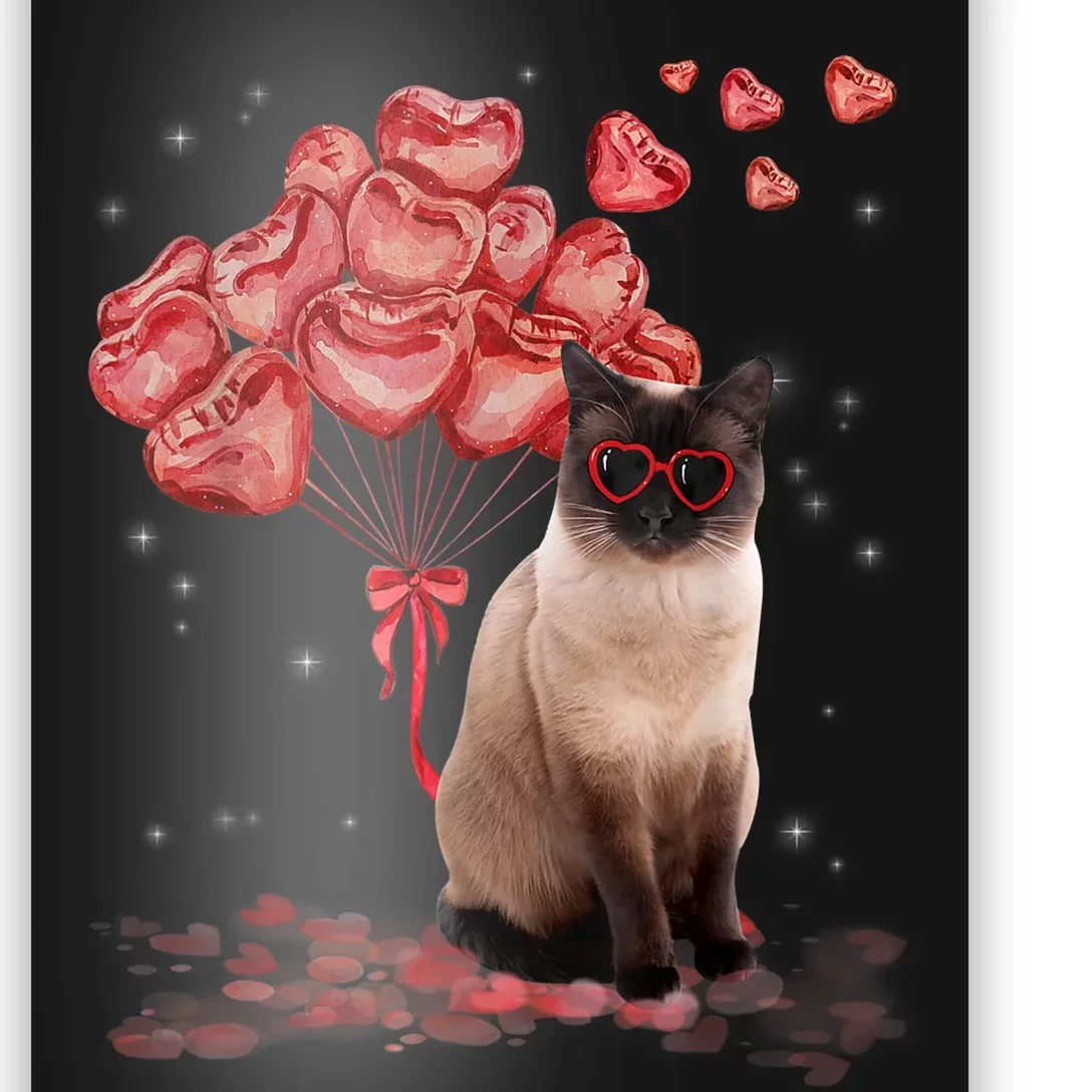 Funny Siamese Heart Valentines Day Cat Dad Mom Gift Poster