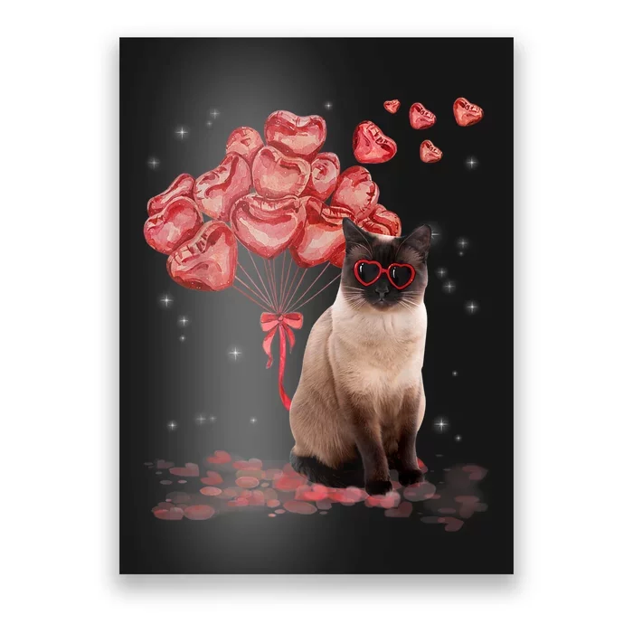 Funny Siamese Heart Valentines Day Cat Dad Mom Gift Poster