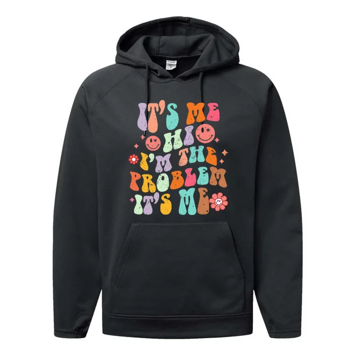 Funny Sarcasm Humor I'm A Problem Retro Groovy Performance Fleece Hoodie