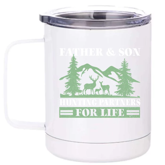 Father Son Hunting Partners For Life Funny Hunting Meaningful Gift Front & Back 12oz Stainless Steel Tumbler Cup