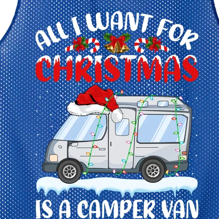 Funny Santa Hat All I Want For Christmas Is A Camper Van Gift Mesh Reversible Basketball Jersey Tank