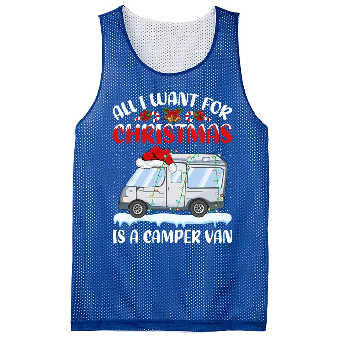 Funny Santa Hat All I Want For Christmas Is A Camper Van Gift Mesh Reversible Basketball Jersey Tank