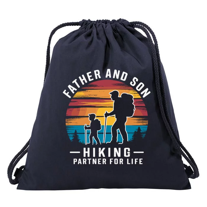 Father Son Hiking Partner For Life Humor Dad Fathers Day Funny Gift Drawstring Bag