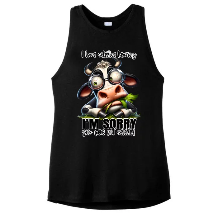 Funny Selective Hearing Sarcastic Cow Ladies Tri-Blend Wicking Tank