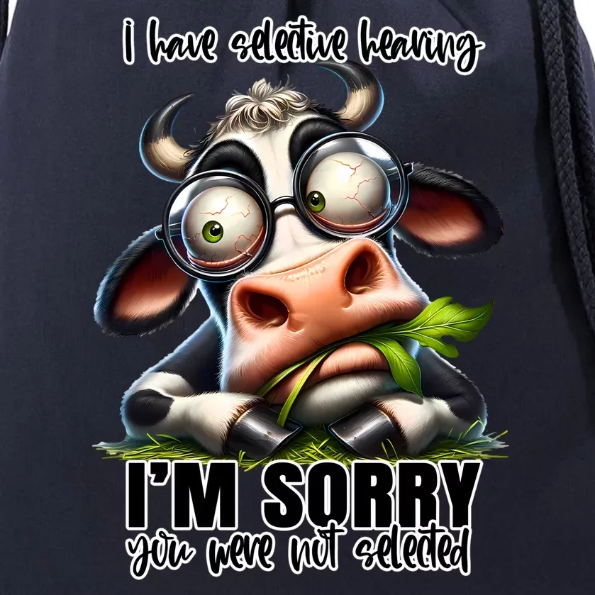 Funny Selective Hearing Sarcastic Cow Drawstring Bag