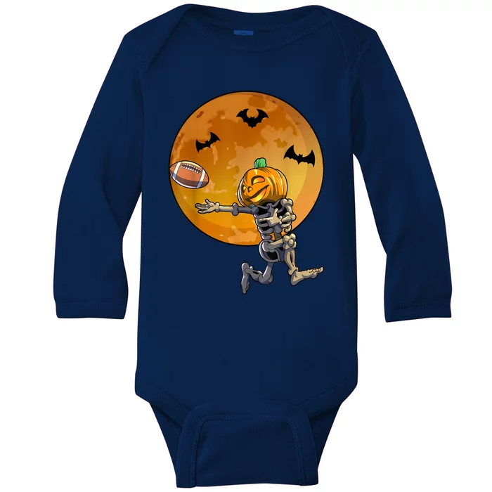 Football Skeleton Halloween Football Halloween Baby Long Sleeve Bodysuit