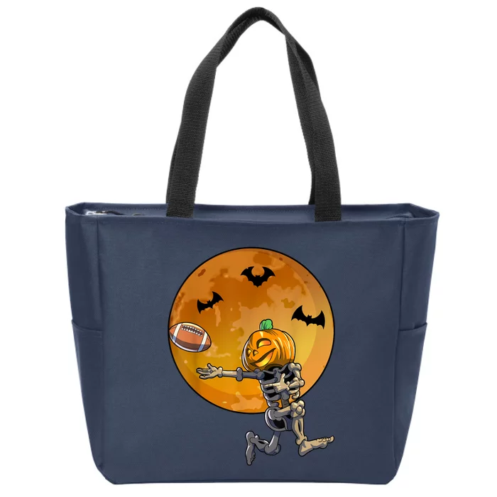 Football Skeleton Halloween Football Halloween Zip Tote Bag