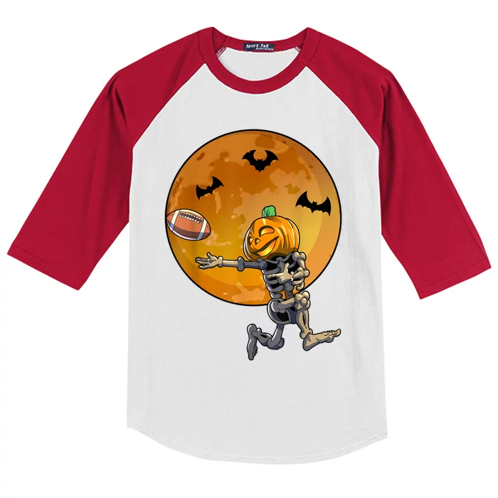 Football Skeleton Halloween Football Halloween Kids Colorblock Raglan Jersey