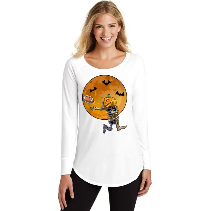 Football Skeleton Halloween Football Halloween Women's Perfect Tri Tunic Long Sleeve Shirt