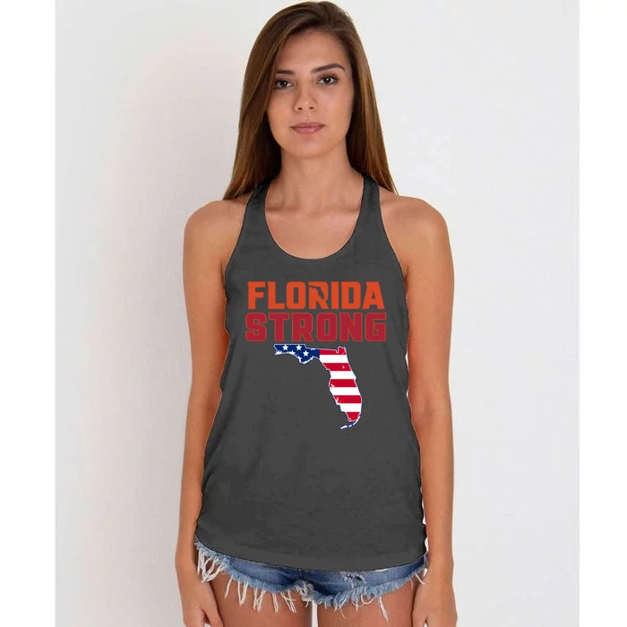 Florida Strong Hurricane Ian Support Florida American Flag Women's Knotted Racerback Tank