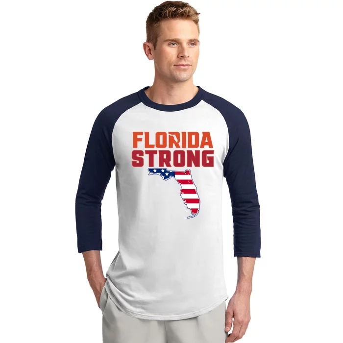 Florida Strong Hurricane Ian Support Florida American Flag Baseball Sleeve Shirt