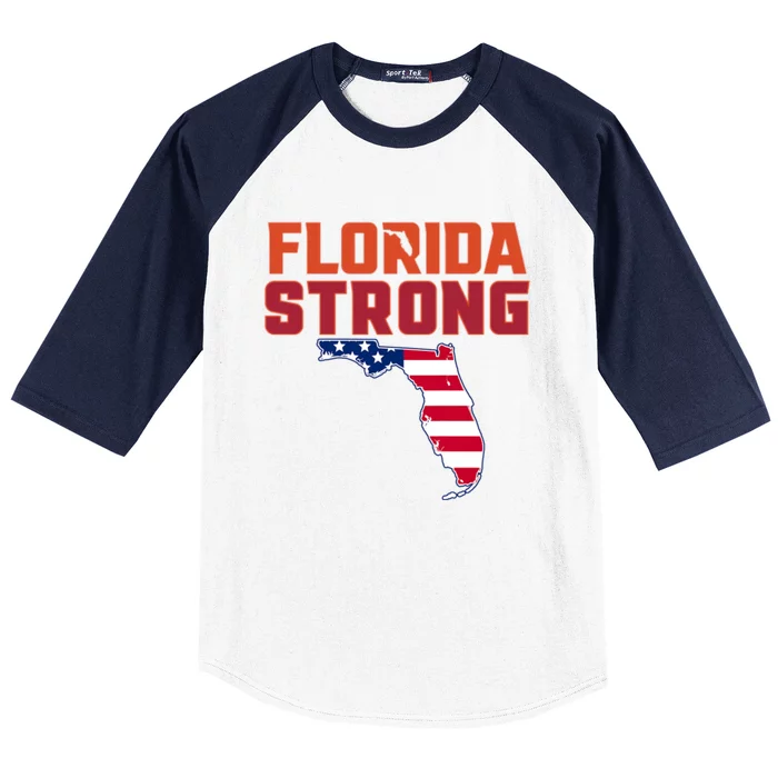 Florida Strong Hurricane Ian Support Florida American Flag Baseball Sleeve Shirt