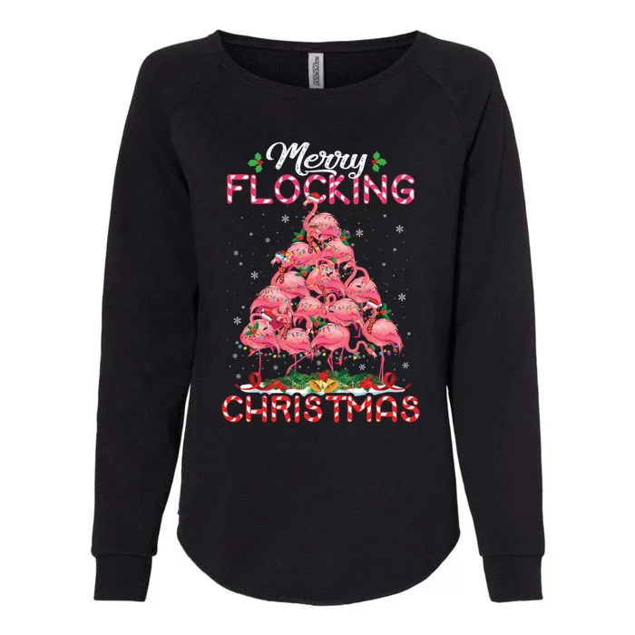 Flamingo Santa Hat Reindeer Xmas Merry Flocking Christmas Gift Womens California Wash Sweatshirt