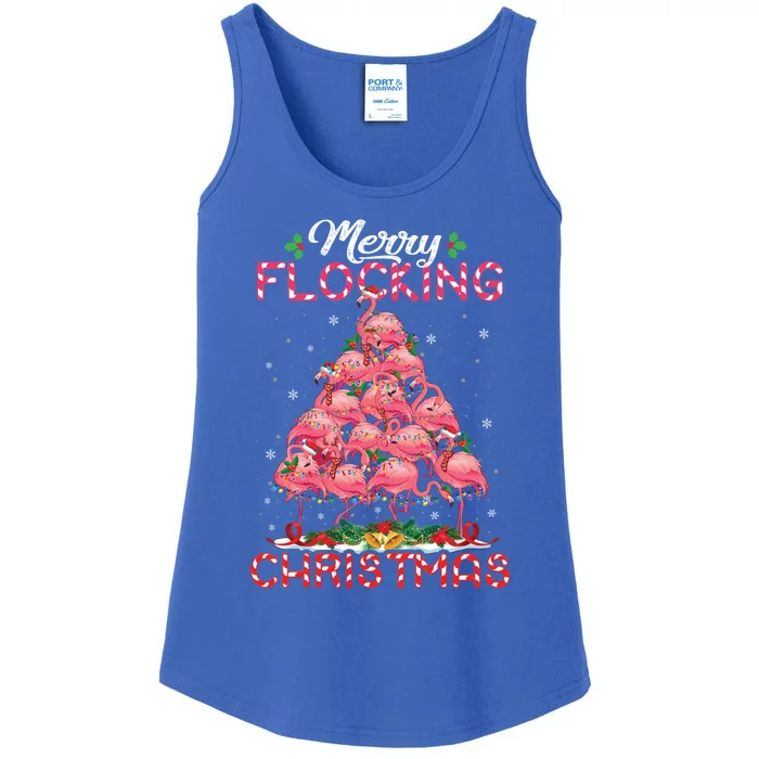 Flamingo Santa Hat Reindeer Xmas Merry Flocking Christmas Gift Ladies Essential Tank