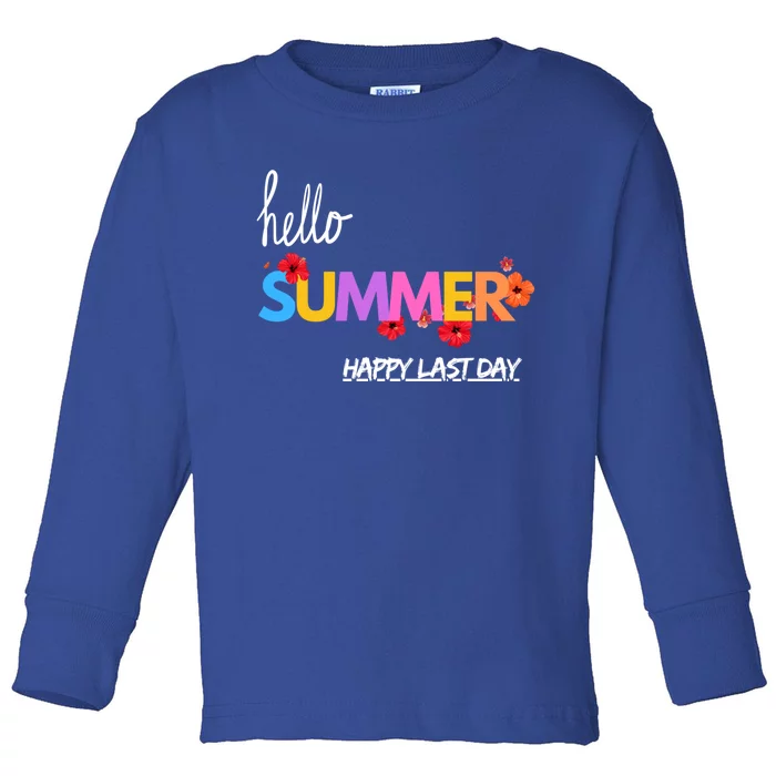 Funny Sunflower Hello Summer Gift Toddler Long Sleeve Shirt