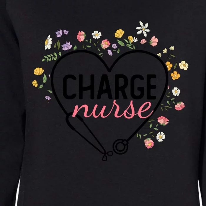 Floral Stethoscope Heart Nursing Charge Nurse Gift Womens California Wash Sweatshirt