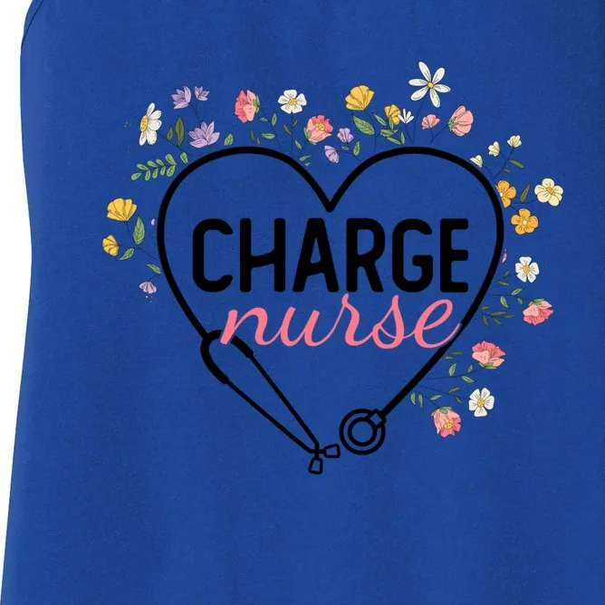 Floral Stethoscope Heart Nursing Charge Nurse Gift Women's Racerback Tank