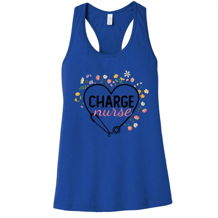 Floral Stethoscope Heart Nursing Charge Nurse Gift Women's Racerback Tank